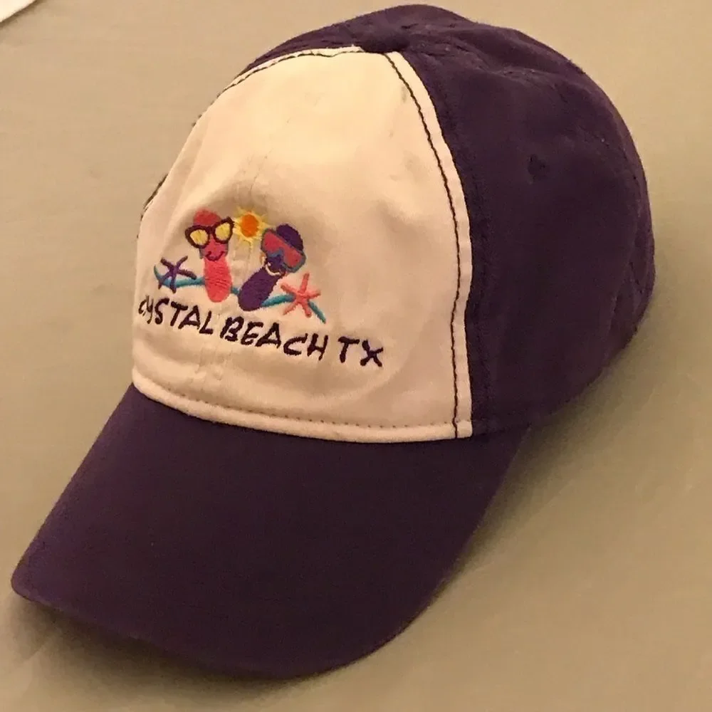 JHats Crystal Beach TX Purple & White Baseball Hat